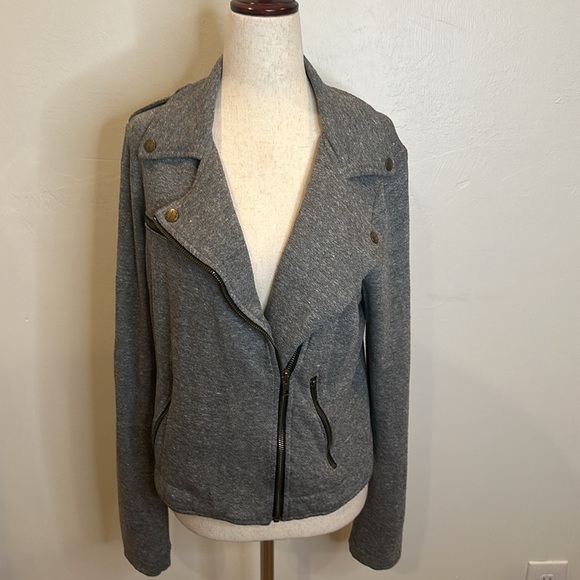 CURRENT ELLIOT THE EASY BIKER ZIP SOFT KNIT JACKET HEATHER GREY SIZE 3 (Sz 10) - Picture 5 of 13